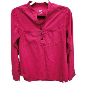 LIV Womens Active Shirt Medium Hot Pink 1/2 Button‎ Long Sleeve Outdoor Hiking
